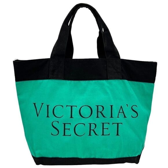 Victoria's Secret Green Blue Black Color Block Limited Edition Large Tote Bag - Picture 1 of 7